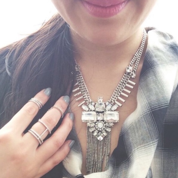 T&J Designs Jewelry - •Crystal Elegance•Brooch Tassel Statement Necklace